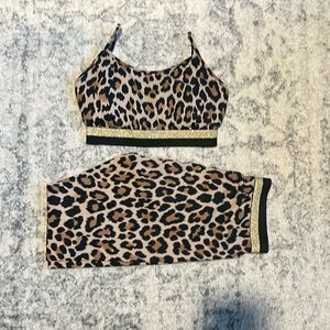 Kate Spade leopard sports bra and legging set size small